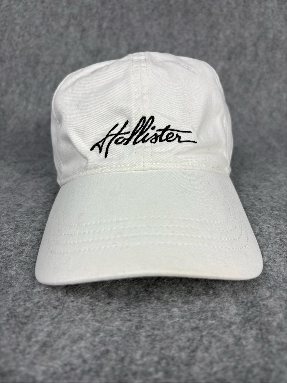 Hollister White Embroidered Script Logo Dad Hat